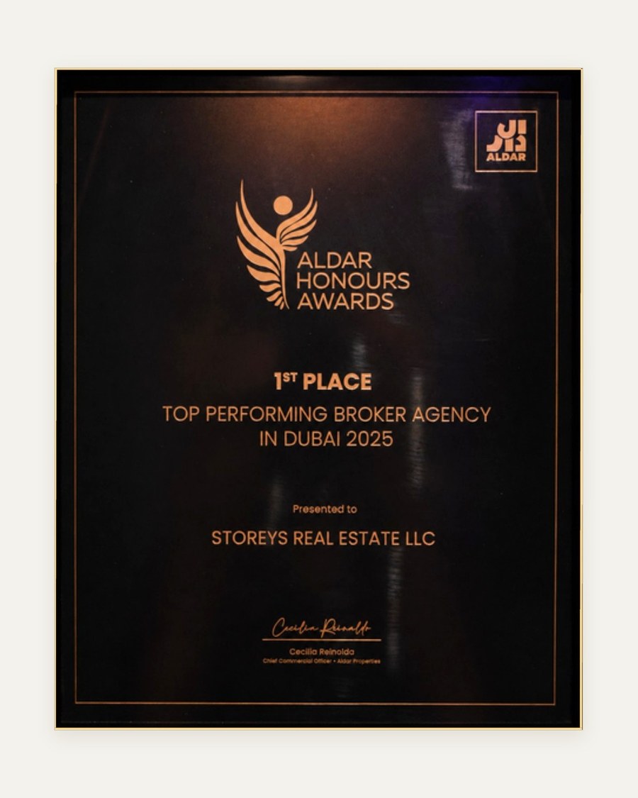 Aldar Honours Awards — 1st Place Top Performing Broker Agency in Dubai 2025